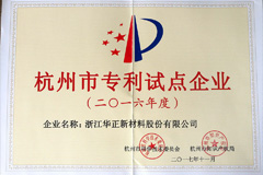 杭州市专利试点企业证书